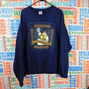 Vintage 90s Grandma Sweatshirt Snowmen Fall From Heaven Size XL Blue Jerzees